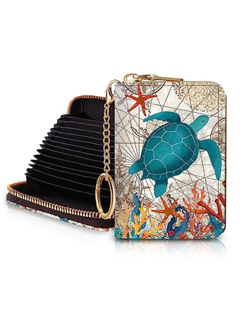 Credit Card Holder Small Women Travel Wallet Sea Turtle